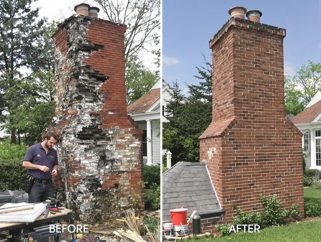Weston Chimney Sweep performing a full chimney restoration in Weston, CT