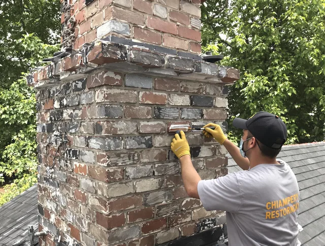 In-progress chimney restoration by Weston Chimney Sweep in Weston, CT