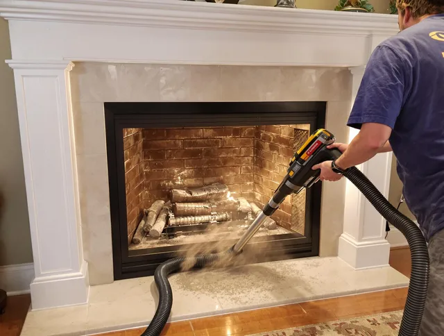 Fireplace cleaning performed by Weston Chimney Sweep in Weston, CT