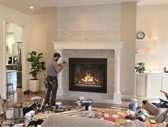 Newly installed fireplace by Weston Chimney Sweep in Weston, CT